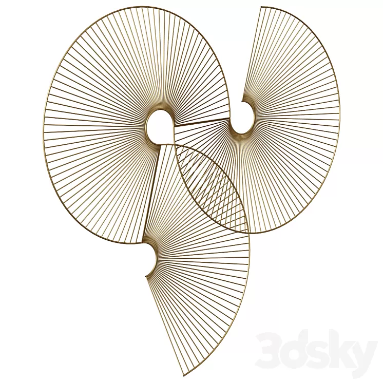 Wall decoration Venertia gold 635 x 61 cm 3D Model