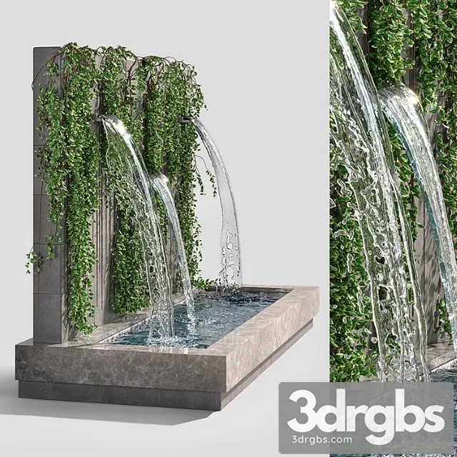 Wall fountains with ivy 3D Model Free