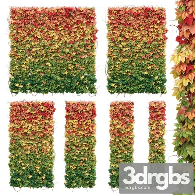 Wall From Autumn Leaves Set of 6 Models 3D Model Free