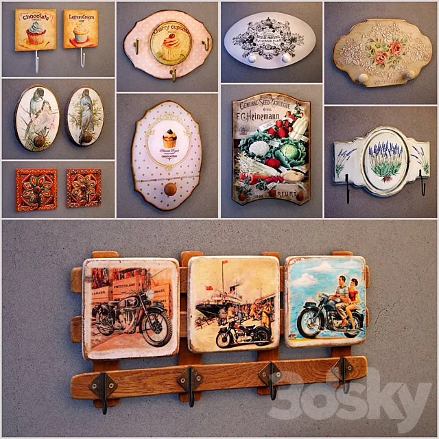 Wall hangers for clothes keys bags towels (Collection №2) 3D Model