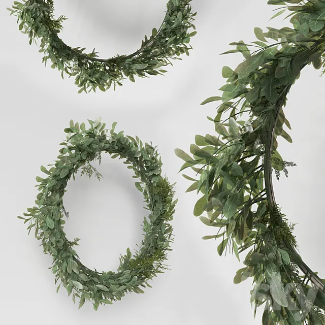 Wall hanging Green Leaf Ring-02 3DModel