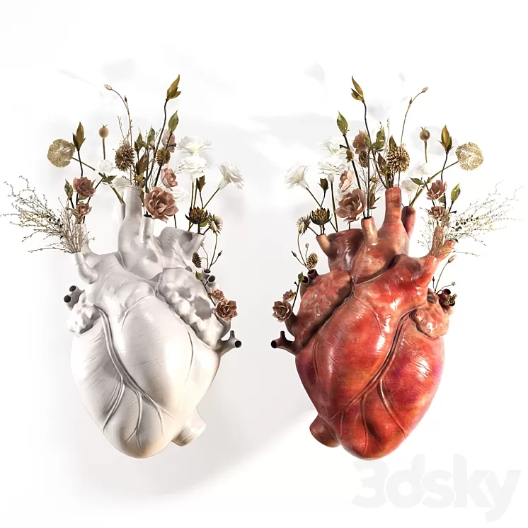 Wall Heart Vase 3D Model Free