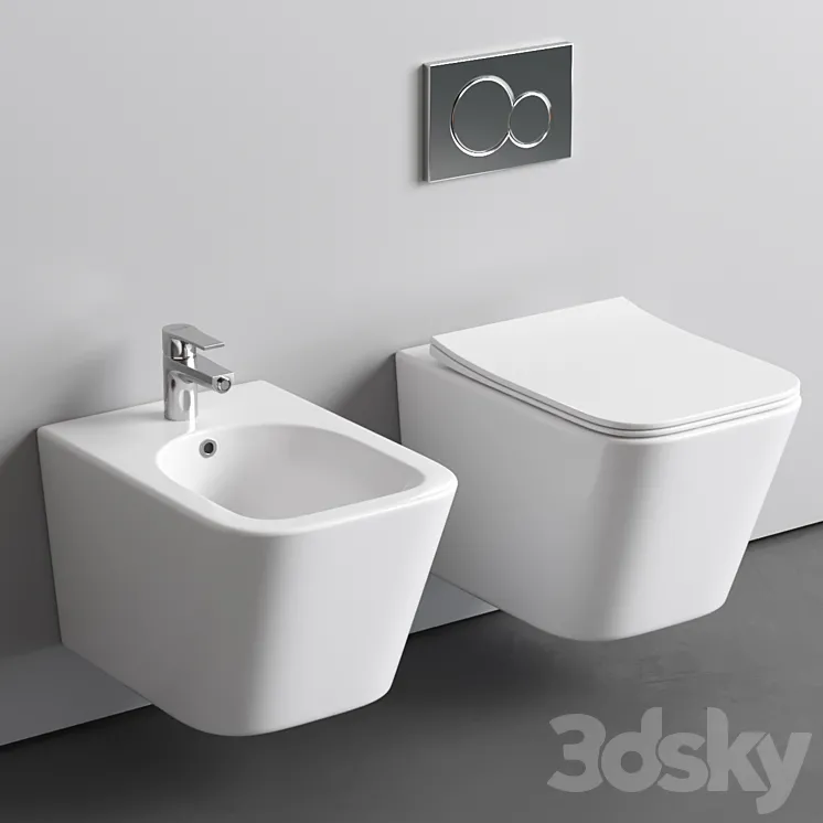 Wall hung bidet/toilet Ceramica Nova Metric 3D Model Free