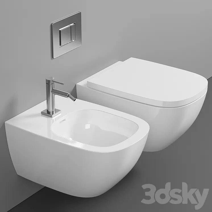 Wall hung toilet Laufen Palomba 8.2080.2.000.000.1 3D Model Free