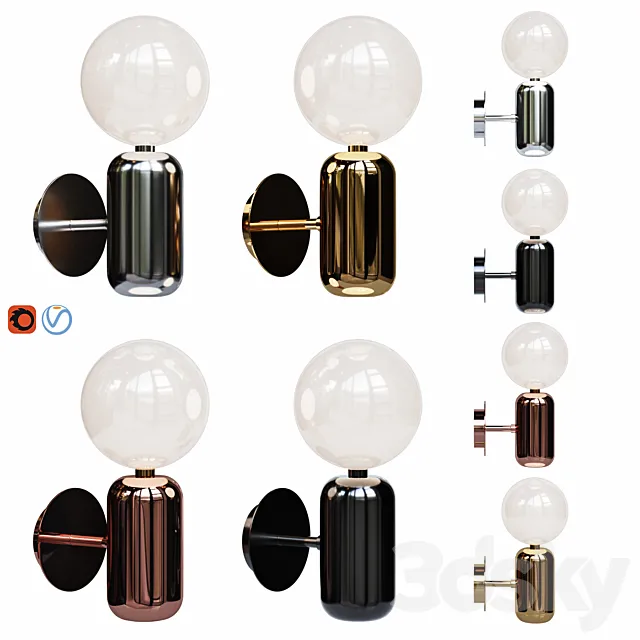 Wall lamp ABALLS A Black Platinum Gold Copper 3DModel