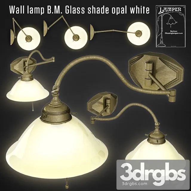 Wall Lamp B M Glass Shade Opal White 3D Model Free