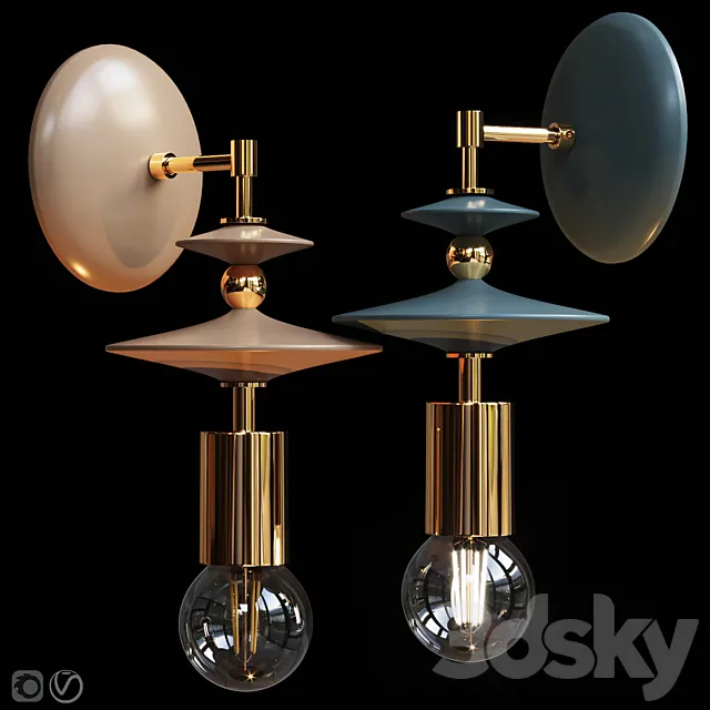 Wall lamp Beaded Saucers Sconce Gray. Terracotta 3DModel