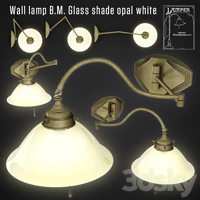 Wall lamp BM Glass shade opal white 3D Model