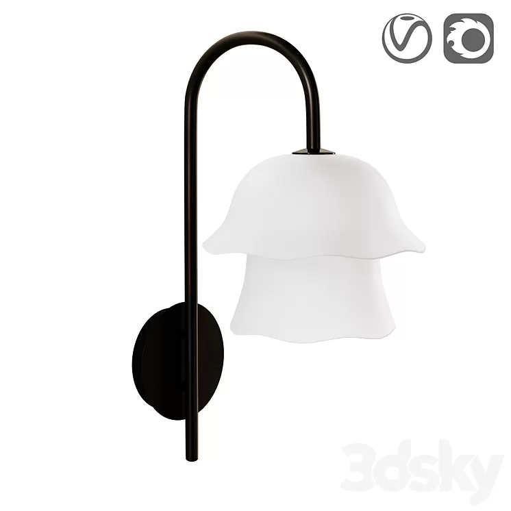 Wall lamp made of metal and glass sandblasted Linza 3D Model