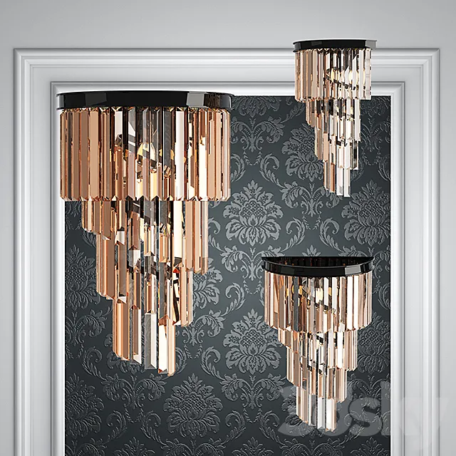 Wall lamp RH Odeon Clear Glass 4 Square 3D Model