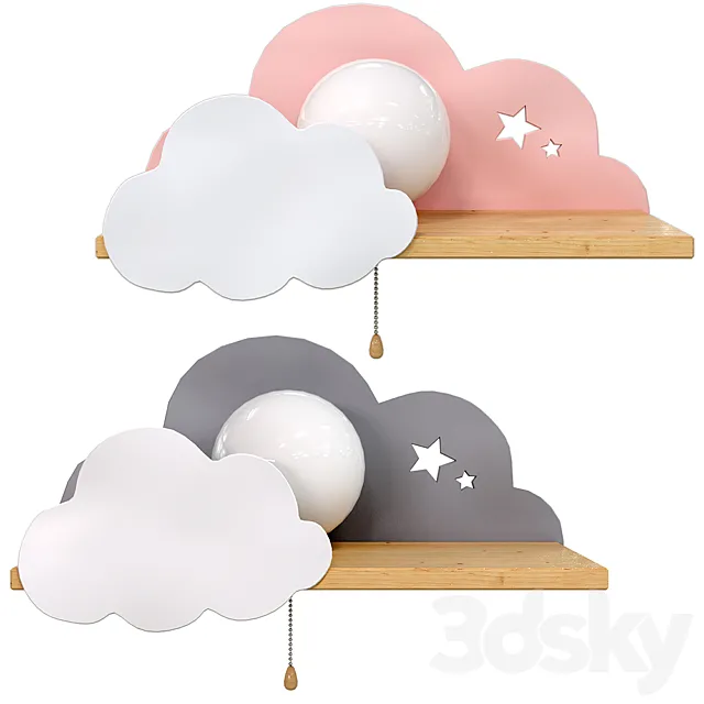 Wall lamp with shelf for children;s room 3D Model