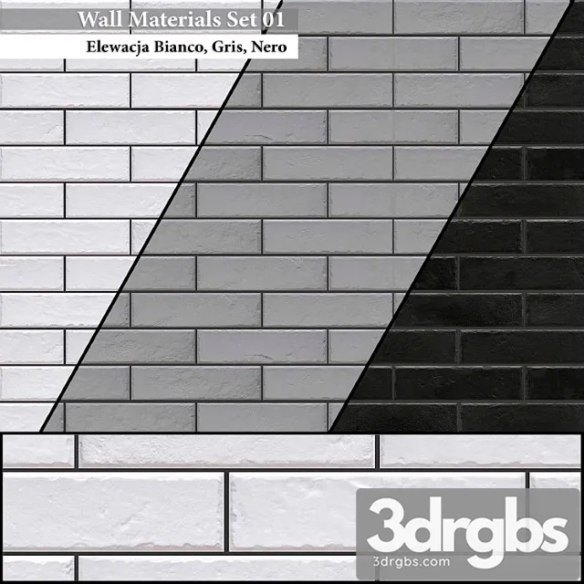 Wall materials set 01 3D Model Download