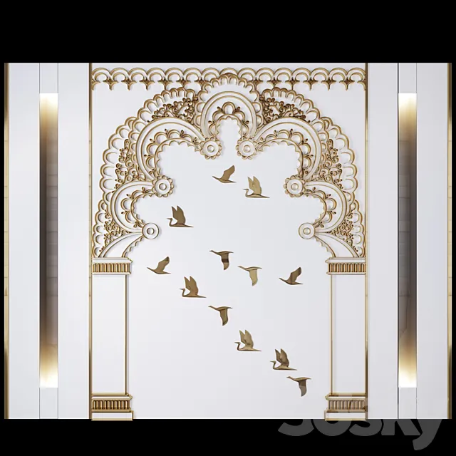 Wall Metall Arch White 3D Model