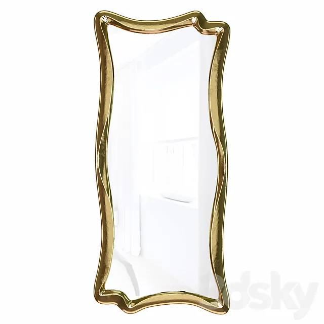 Wall mirror in a figured frame "Marne" Antique gold leaf 3DModel