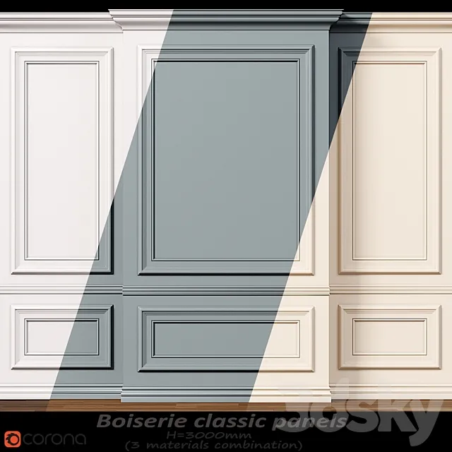 Wall molding 10. Boiserie classic panels 3D Model
