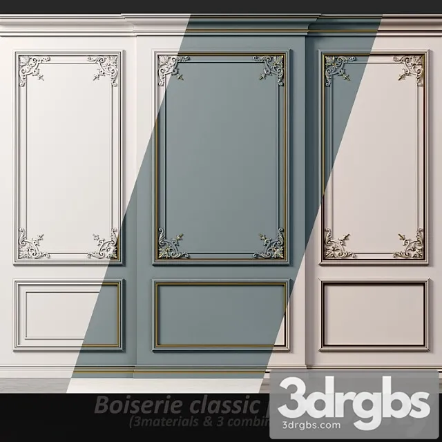 Wall Molding 20 Boiserie Classic Panels 3D Model Free