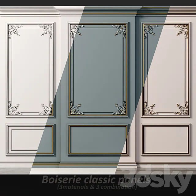 Wall molding 20. Boiserie classic panels 3D Model