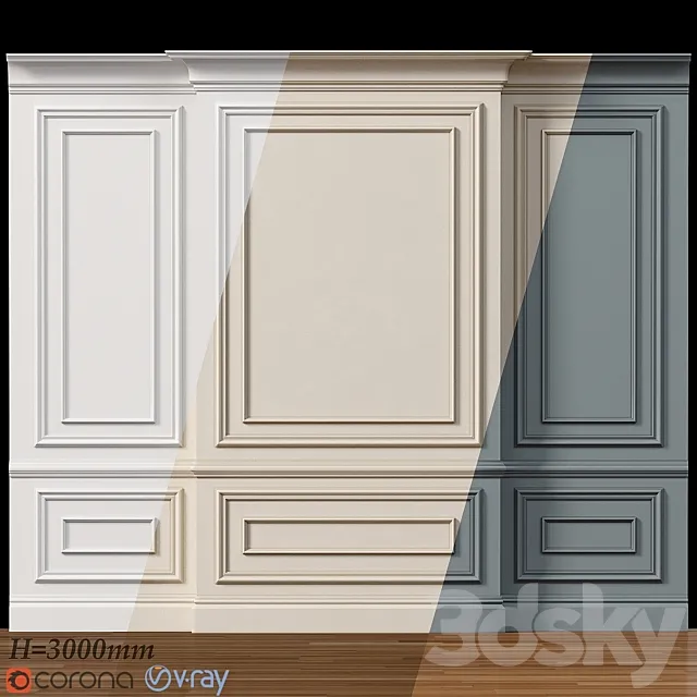 Wall molding 4. Boiserie classic panels 3DModel