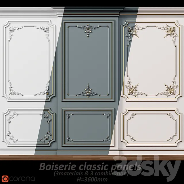 Wall molding 5. Boiserie classic panels 3DModel