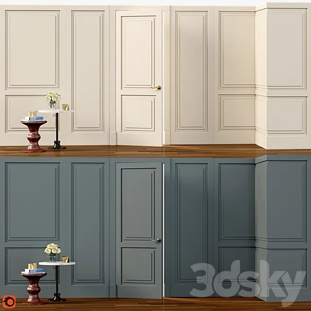 Wall molding. Boiserie classic panels with door Free Download