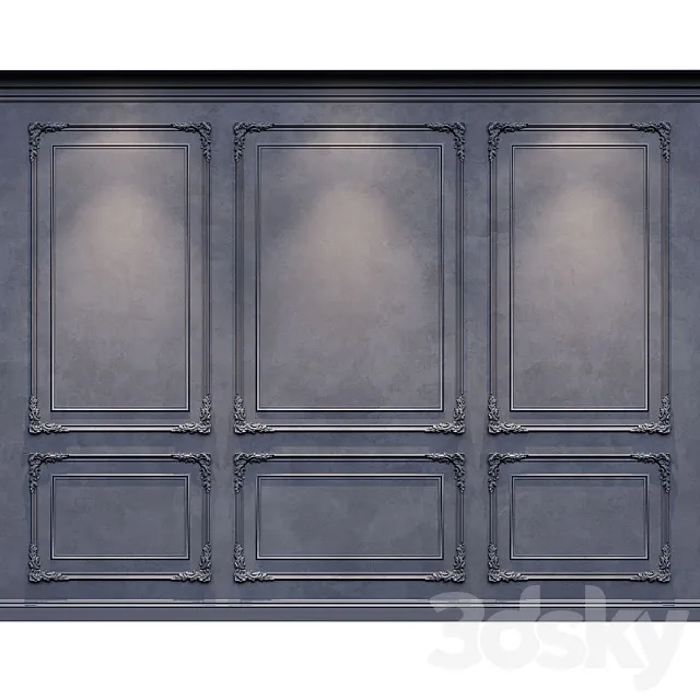 Wall molding classic 2 black and white 3D Model