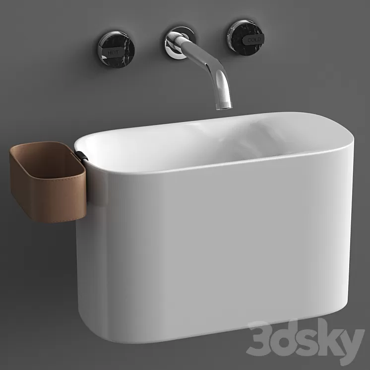 Wall mounted Korakril Ptit handrinse basin &  Graff Mod plus faucet 3D Model