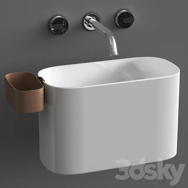 Wall mounted Korakril Ptit handrinse basin &  Graff Mod plus faucet 3D Model