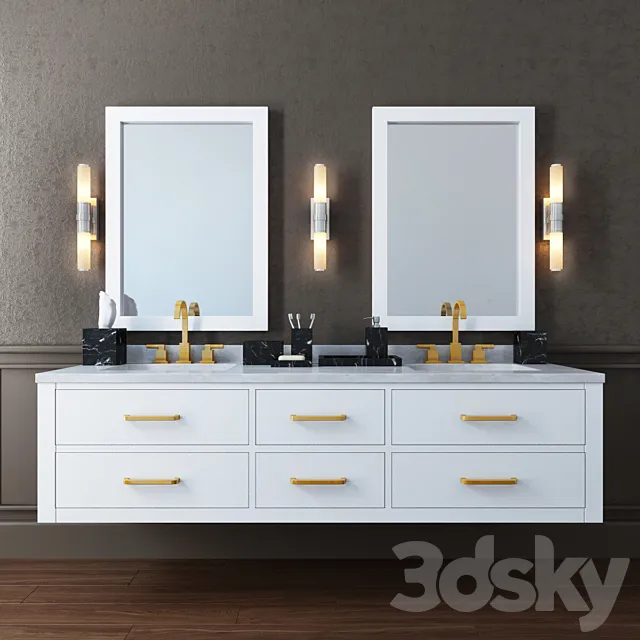 Wall-mounted washbasin HUTTON Restoration Hardware 3D Model
