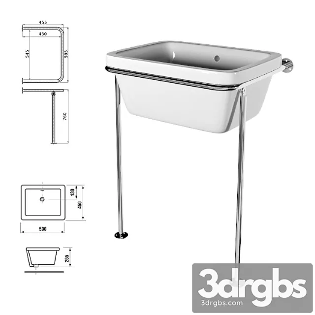 Wall Mounted Washbasin with Frame T Way Doris 25 3D Model Download