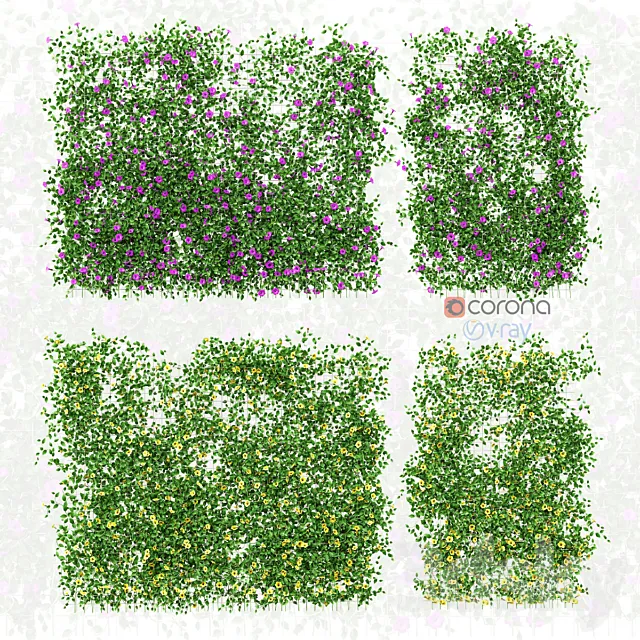 Wall of flowers on the grid 3DModel
