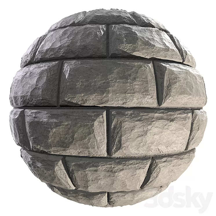 Wall of white wild stone material 3D Model