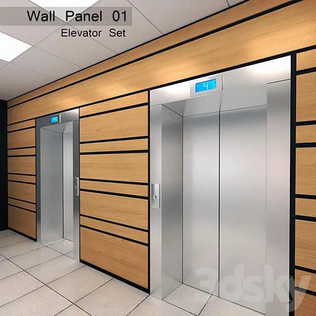 Wall Panel 01. Elevator Set 3D Model
