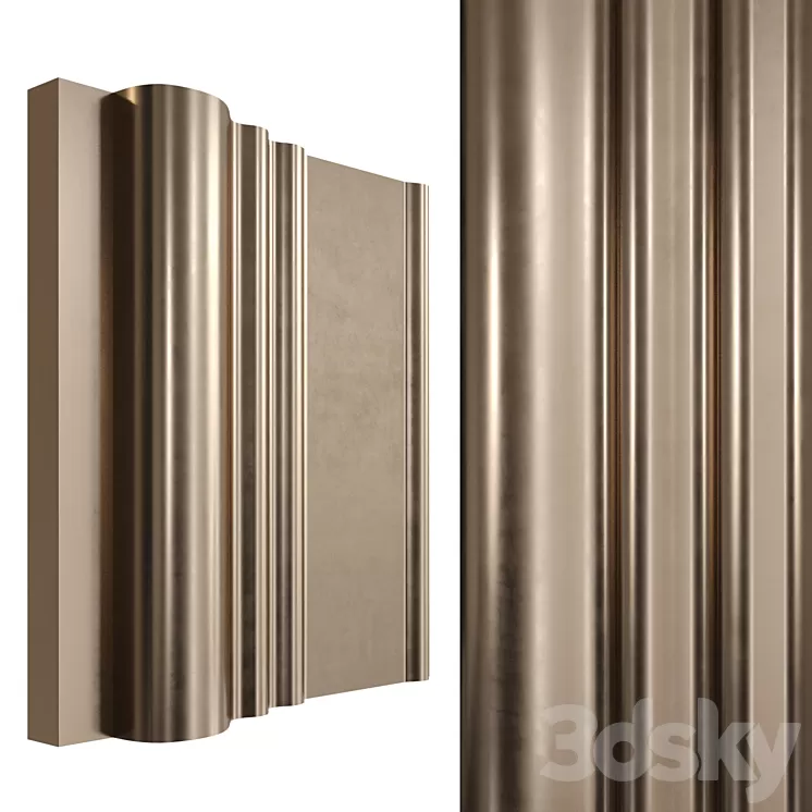 WALL PANEL 01 - GOLD WAVES 3D Model Free
