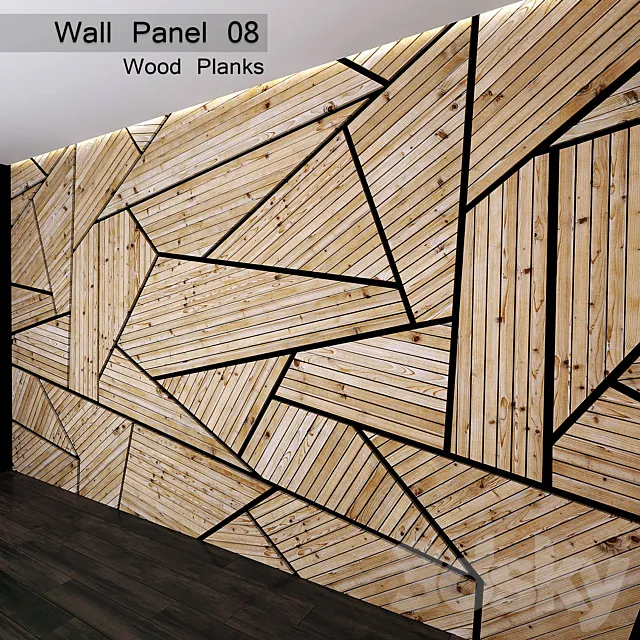 Wall Panel 08. Wood Planks 3DModel