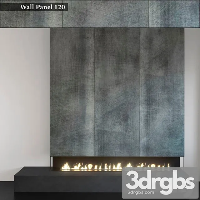 Wall panel 120. fireplace 3D Model Free