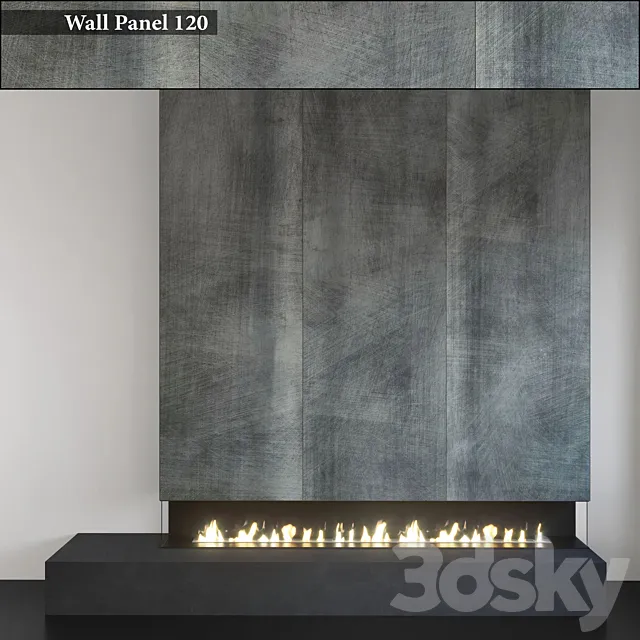 Wall Panel 120. Fireplace 3D Model