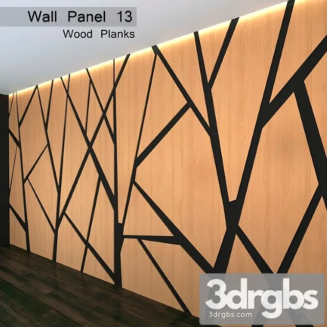 Wall panel 13. wood planks 3D Model Free