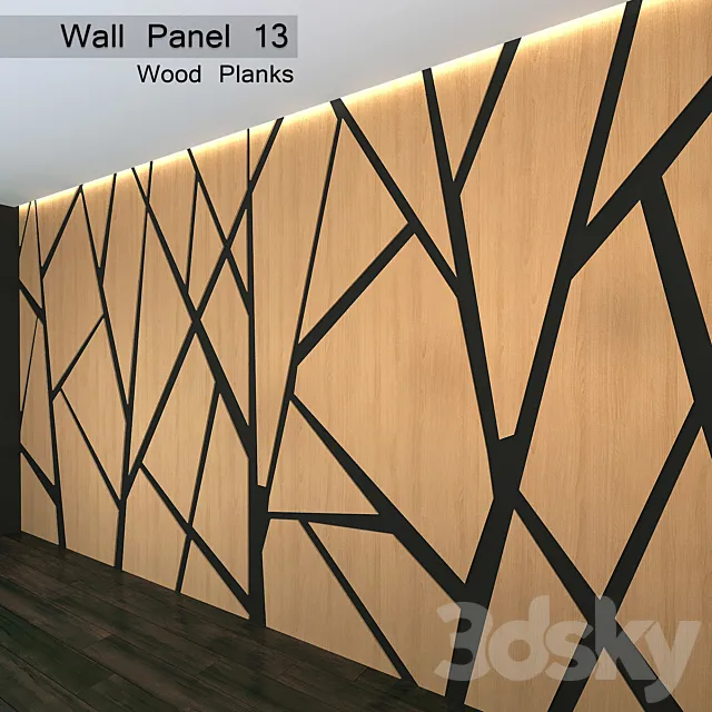 Wall Panel 13. Wood Planks 3D Model