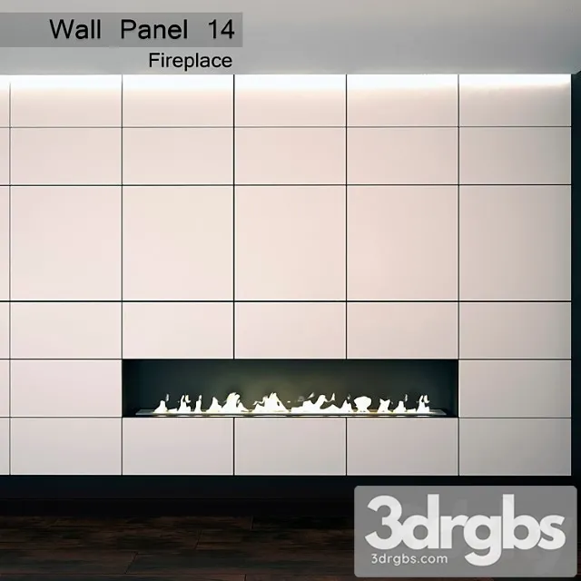 Wall panel 14. panel & fireplace 3D Model Free