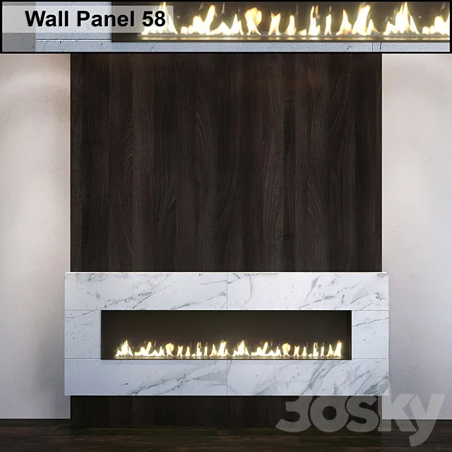 Wall Panel 58. Fireplace 3DModel