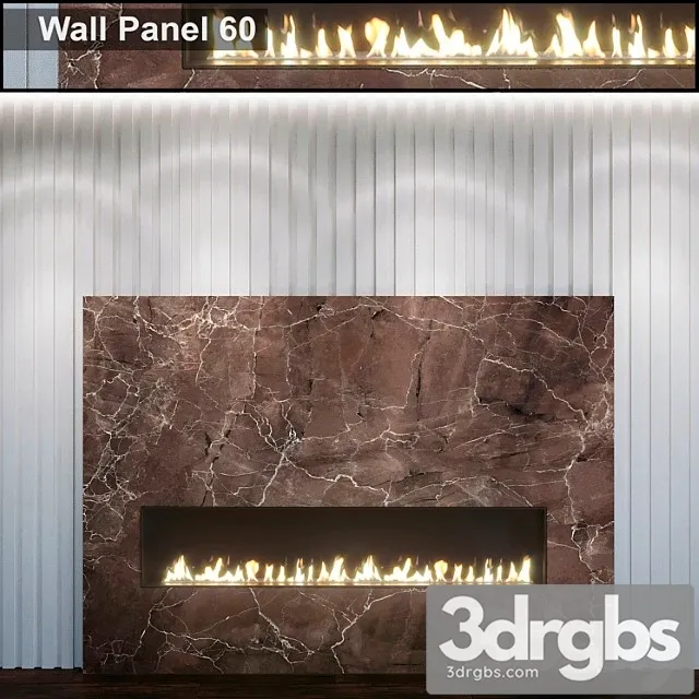 Wall panel 60. fireplace 3D Model Free