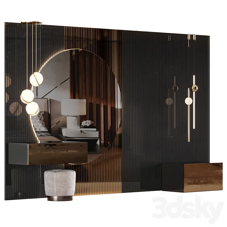 Wall panel and dressing table 3D Model Free