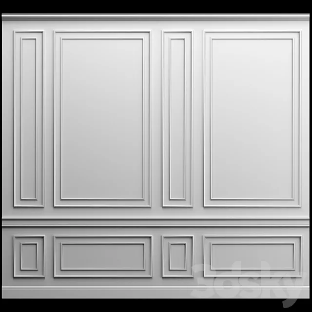 Wall panel - gypsum stucco 3D Model