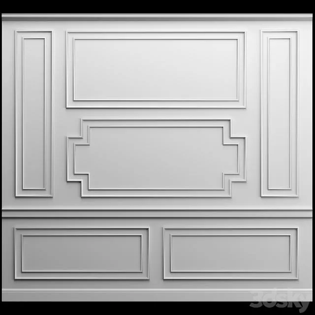 Wall panel - gypsum stucco molding 3D Model