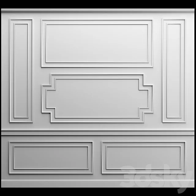 Wall panel - gypsum stucco molding 3D Model