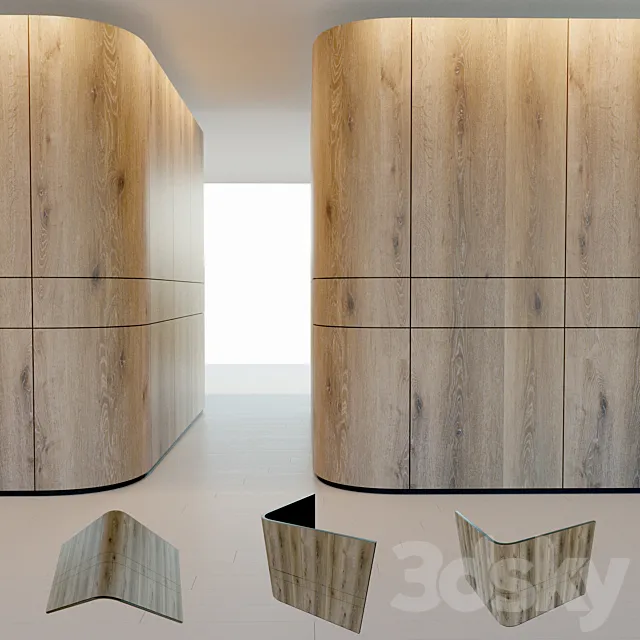 Wall panel made of wood. Decorative wall.2 3D Model