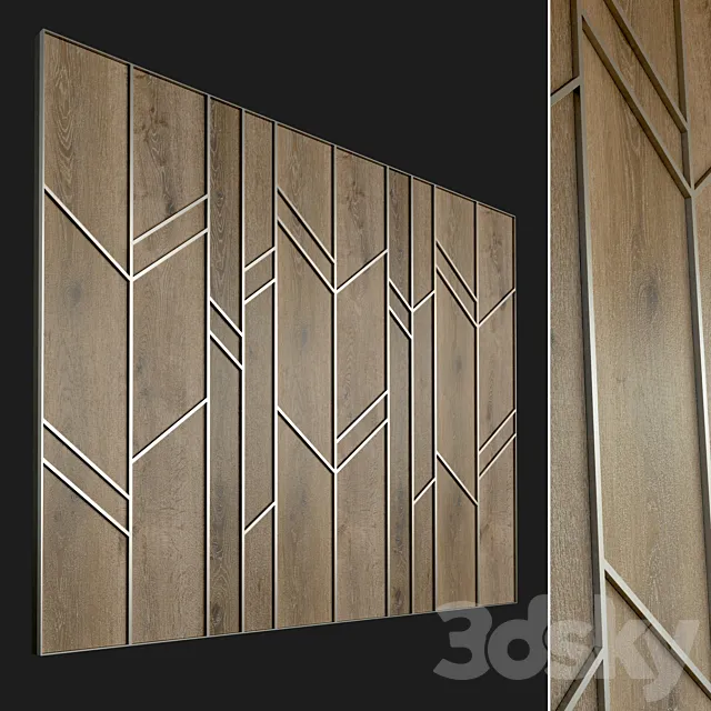 Wall panel made of wood. Decorative wall. 57 3D Model