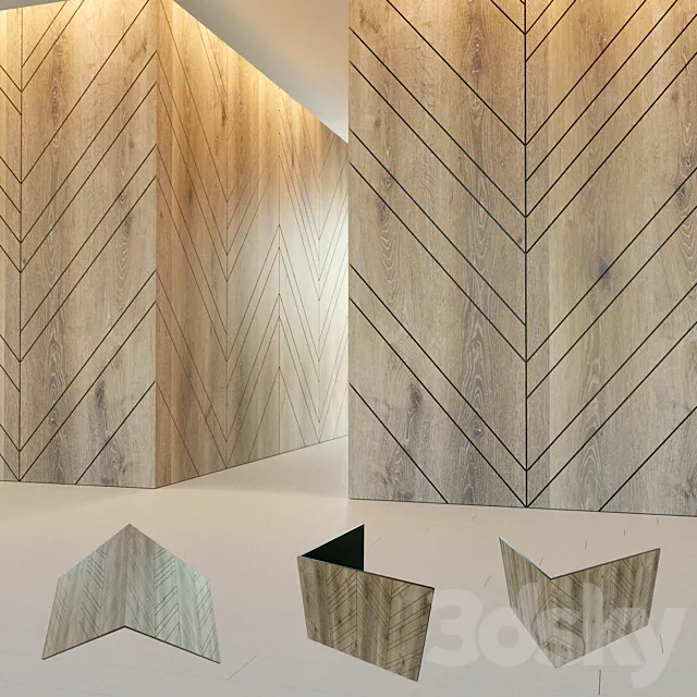 Wall panel made of wood. Decorative wall. Corner. 118 3D Model