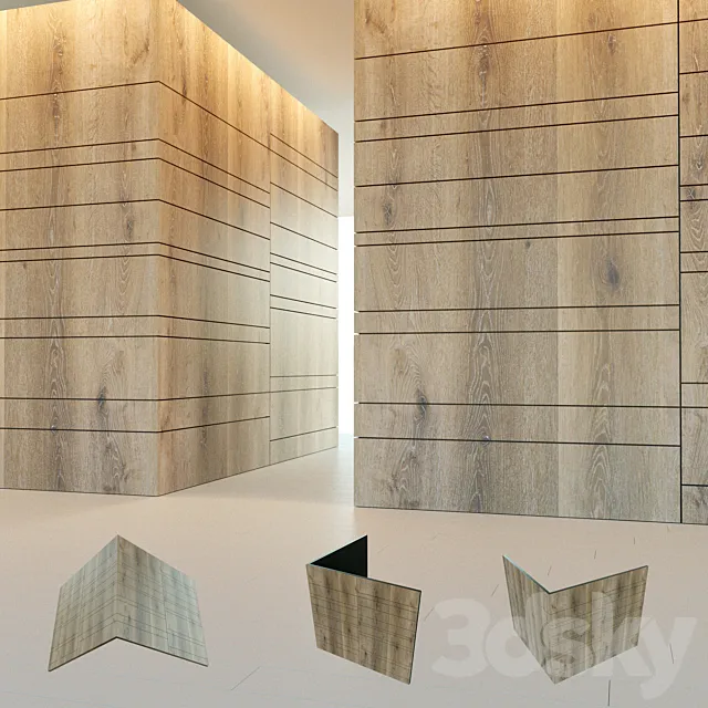 Wall panel made of wood. Decorative wall. Corner. 121 3D Model