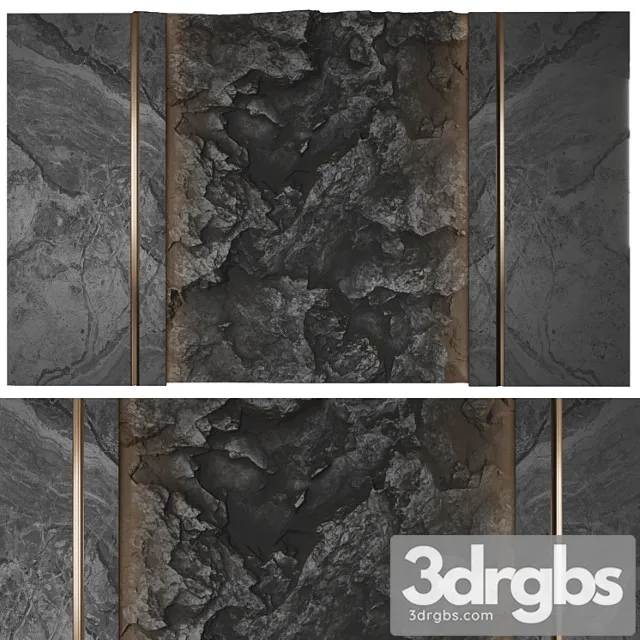 Wall Panel With A Black Rock 3D Model Free